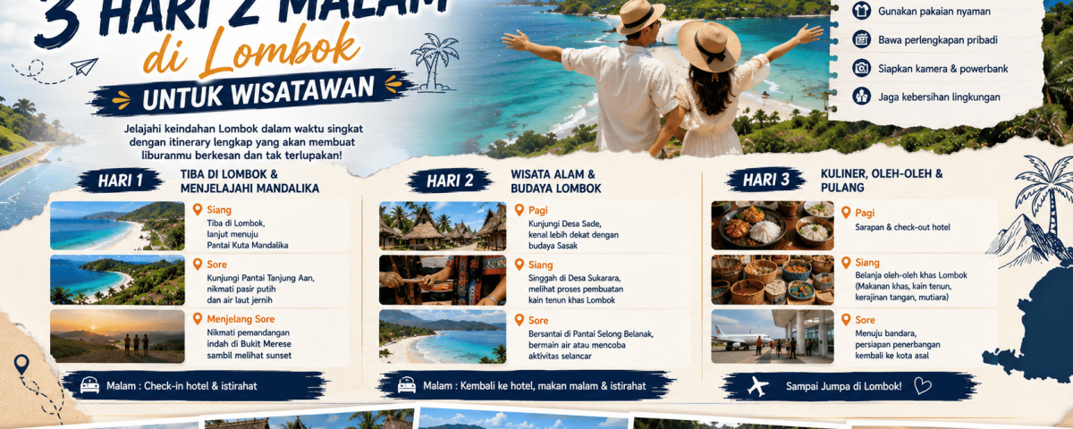 Itinerary 3 Hari 2 Malam di Lombok untuk Wisatawan